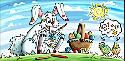 komiksowa kartka witeczna na Wielkanoc